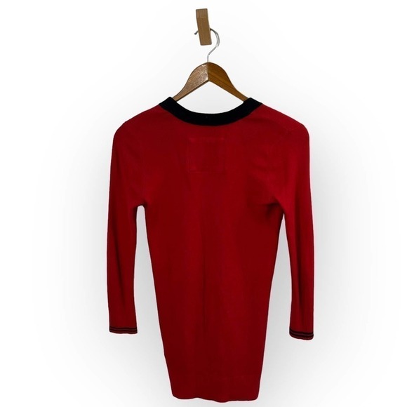 Abercrombie Cardigan Sweater Red V Neck Logo Patch Preppy Knit Small - Picture 4 of 11